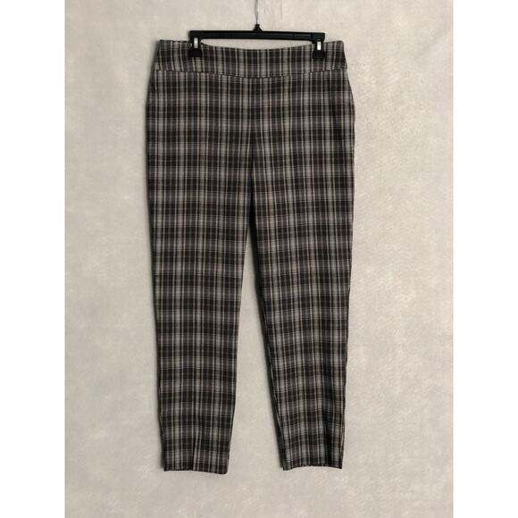 Counterparts Women's Medium Mid Rise Slim Leg Grey Plaid Pants NEW - Picture 1 of 6